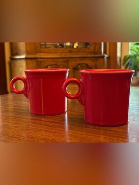 Fiesta Scarlett Red Ceramic Coffee Mugs 10.25 oz - Set of 2